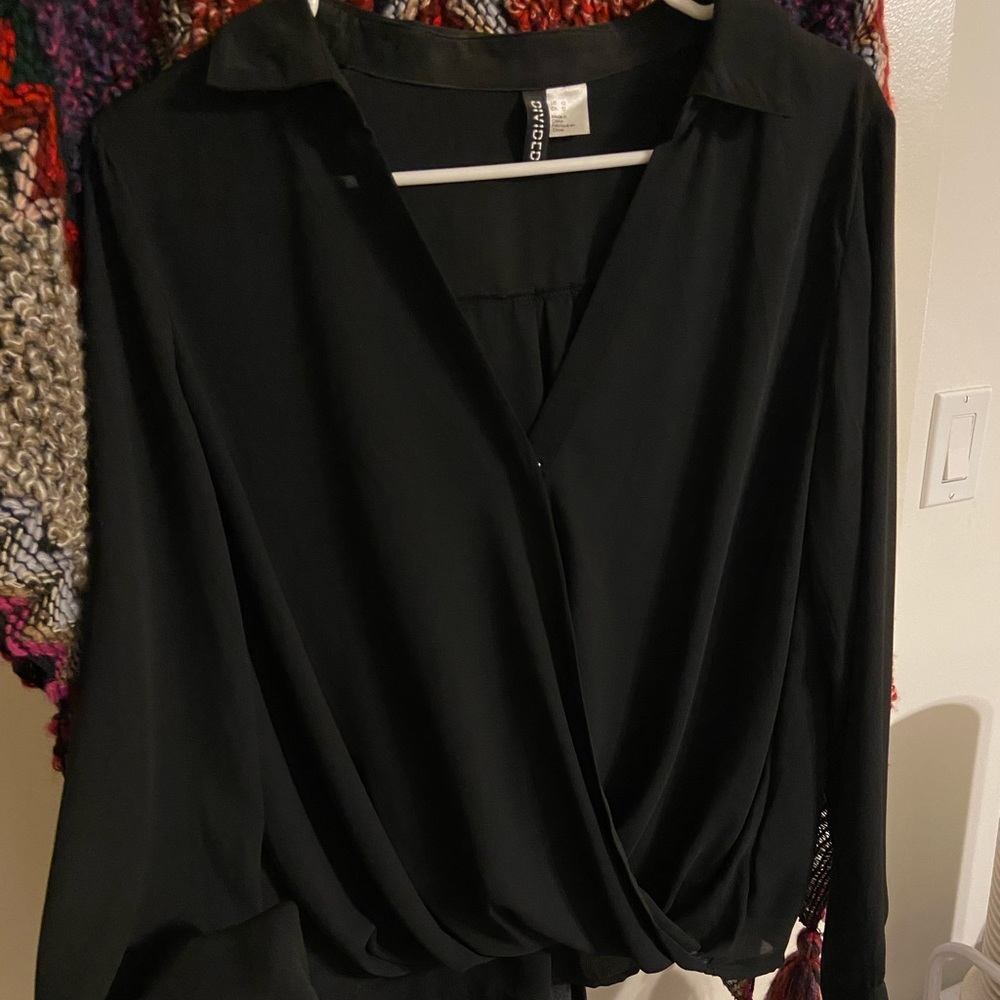 H&M Sheer Wrap Blouse with Twisted Hem